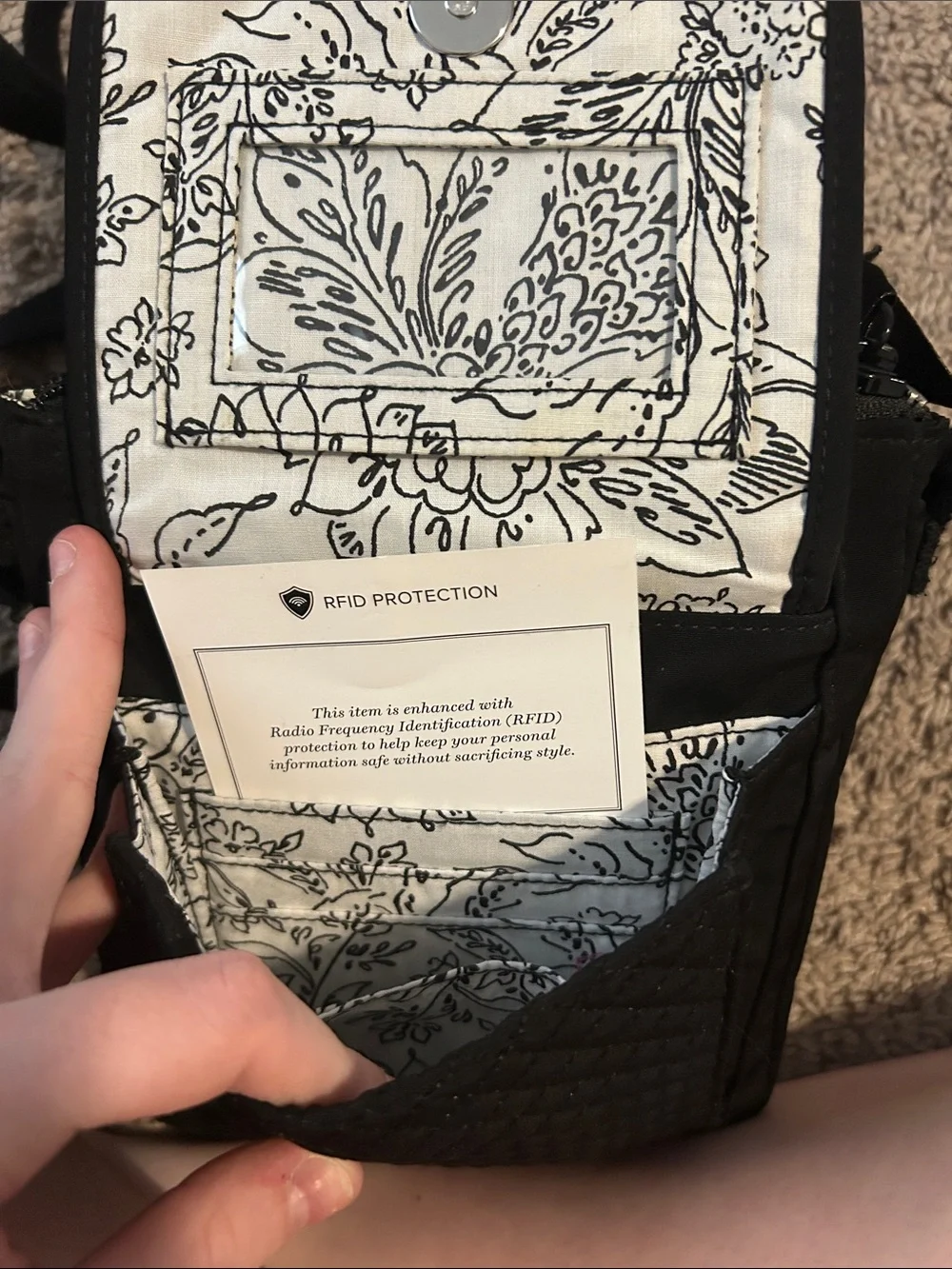 Vera Bradley Black Quilted Crossbody Pouch